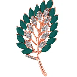 Mahi Men Stone Studded Leaf Shape Brooch-image-33