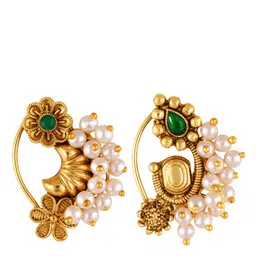 Vighnaharta Set Of 2 Gold-Plated Pearl Beaded Nosepin-image-85