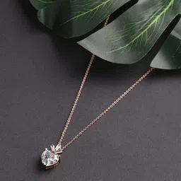 HOT AND BOLD Women Rose Gold-Plated & White Heart Pendant Brass Chain-picture-14
