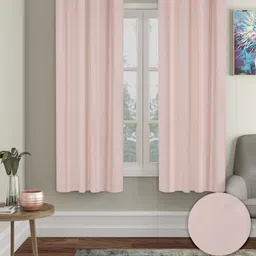 Aura Pink 2 Pieces Polyester Solid Blackout Window Curtain-picture-9