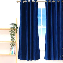 Ariana Blue Solid Design Black Out Window Curtain-image-69