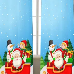 THEYAYACAFE Blue & White Christmas Snowman Black Out Window Curtain-picture-35