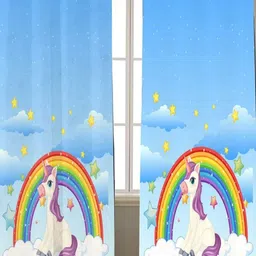 THEYAYACAFE Blue 2 Pieces Unicorn Rainbow Room Darkening Window Curtains-picture-12