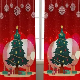 THEYAYACAFE Red 2 Pieces Christams Tree Room Darkening Window Curtains-picture-27