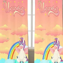 THEYAYACAFE Pink & Yellow Unicorn Printed Black Out Window Curtain-picture-20
