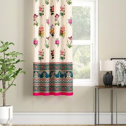 SEJ by Nisha Gupta Cream-Coloured & Pink Window Curtain-picture-49