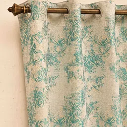 Ariana Turquoise Blue & Cream Ethnic Motifs Printed Room Darkening Window Curtain-picture-14