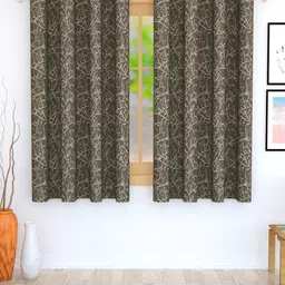 Story@home Brown Set of 2 Room Darkening Window Curtain image 1