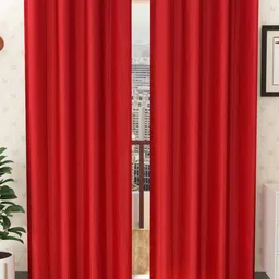 Panipat Textile Hub Red 2 Pieces Window Curtains-picture-18