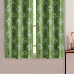 Aura Green & White 2 Pcs Floral Printed Window Curtains-picture-36