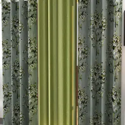 REYANSH DECOR Green & White 2 Pieces Floral Window Curtain image 1