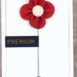 PELUCHE Unisex Red & White The Four Petal Classic Flower Lapel Pin-picture-16