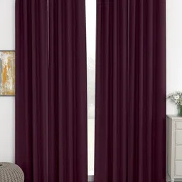 Story@Home Faux Silk Solid 300GSM Purple Room Darkening Blackout Door Curtain - Set of 4-picture-41