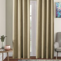 AEROHAVEN Blackout Solid Winter 2022 Beige & Silver-Toned Set of 2 Long Door Curtain-picture-44