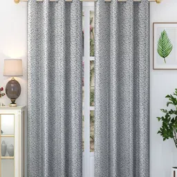 Aura Grey 2 Pieces Printed Grommet Long Door Curtain-picture-28