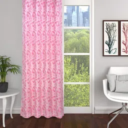 THE CONVERSION Pink Floral Long Door Curtain-image-66