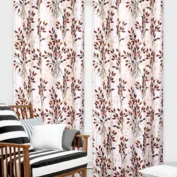 REYANSH DECOR Orange & Off White 2 Pieces Floral Long Door Curtain-picture-28