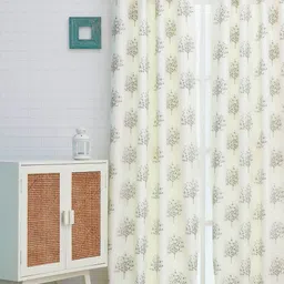 Ariana Turquoise Teal & White Floral Embroidered Black Out Door Curtain-image-20