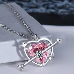 Jewels Galaxy Silver-Plated Stone-Studded Pendant With Chain-image-85