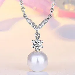 Jewels Galaxy Silver-Plated Stone-Studded Pendant With Chain-picture-27