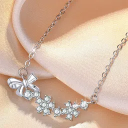 Jewels Galaxy Silver-Plated Stone-Studded Pendant With Chain-picture-12