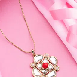 Estele Gold-Plated Kundan-Studded Pendent With Chain-image-15