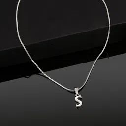 Estele  Rhodium-Plated S-Alphabet Charm Pendant With Chain image 1