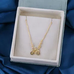 DressBerry Gold-Plated Bicycle-Shaped Stone-Studded Pendant & Chain image 1