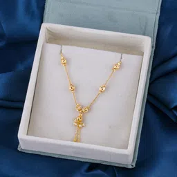 DressBerry Gold-Plated Floral-Shaped Beads Pendant & Chain image 1