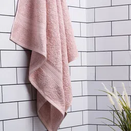 SPACES Pink Solid Cotton High Absorbency 448 GSM Towel Set image 1