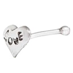 Abhooshan Sterling Silver Heart Shaped Bone Type Nose Stud For Pierced Nose image 2