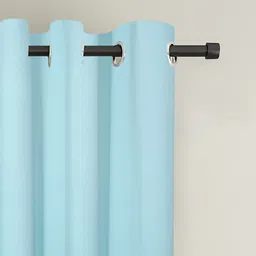 Aura Blue 2 Pieces Polyester Solid Blackout Window Curtain image 3