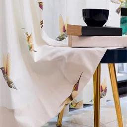 URBAN SPACE White & Yellow 2 Pieces Quirky Printed Window Curtain image 2