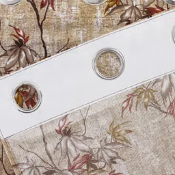 Aura Brown & White 2 Pcs Floral Printed Window Curtains image 2