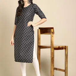 7threads KALINI Pack Of 2 Women Ethnic Motifs Printed Block Print Handloom Crepe Kurta image 2