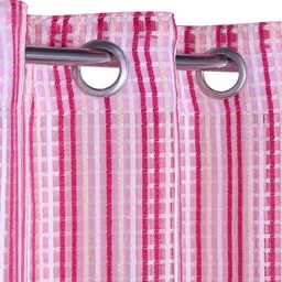 THE CONVERSION Pink & Red  Self Design Tissue Sheer Long Door Curtain image 5