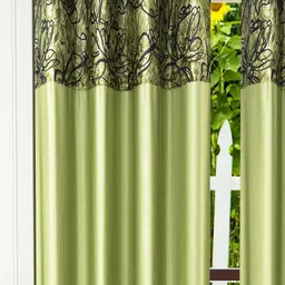 Homefab India Green & Black Set of 2 Door Curtain image 4