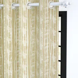 Story@home Set of 4 Beige And Off White Striped Print Room Darkening Door Curtain image 2