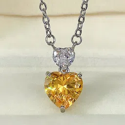 Jewels Galaxy Silver-Plated AD-Studded Pendant With Chain image 2