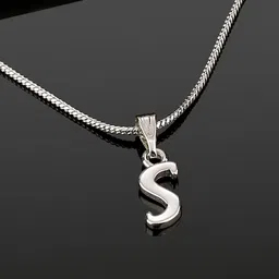 Estele  Rhodium-Plated S-Alphabet Charm Pendant With Chain image 2