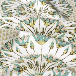 Tranquebar Home Green & White 2 Pieces Printed Room Darkening Cotton Window Curtains image 3