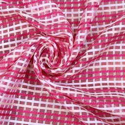 THE CONVERSION Pink & Red  Self Design Tissue Sheer Long Door Curtain image 3