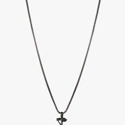 Peora Men Black Anchor-Shaped Pirate Pendant With Chain image 4
