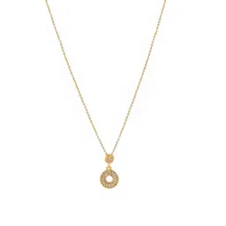 DressBerry Gold-Plated Round-Shaped Stone-Studded Pendant & Chain image 3