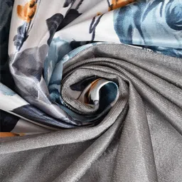 Homefab India Grey & White Set of 2 Floral Window Curtain image 4