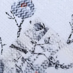 THE CONVERSION White & Grey 2 Pieces Floral Lightweight Tissue Sheer Door Curtains image 5