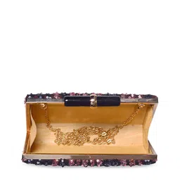 ARTKLIM Pink & Blue Sequins Embellished Box Clutch image 4