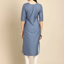 7threads KALINI Women Pack of 2 Blue Block Print Handloom Crepe Kurta image 5