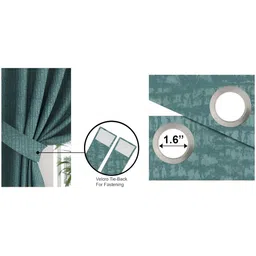CASABLEU Teal 2 Pieces Self Design Black Out Long Door Curtain image 2