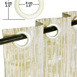 Story@home Set of 4 Beige And Off White Striped Print Room Darkening Door Curtain image 5